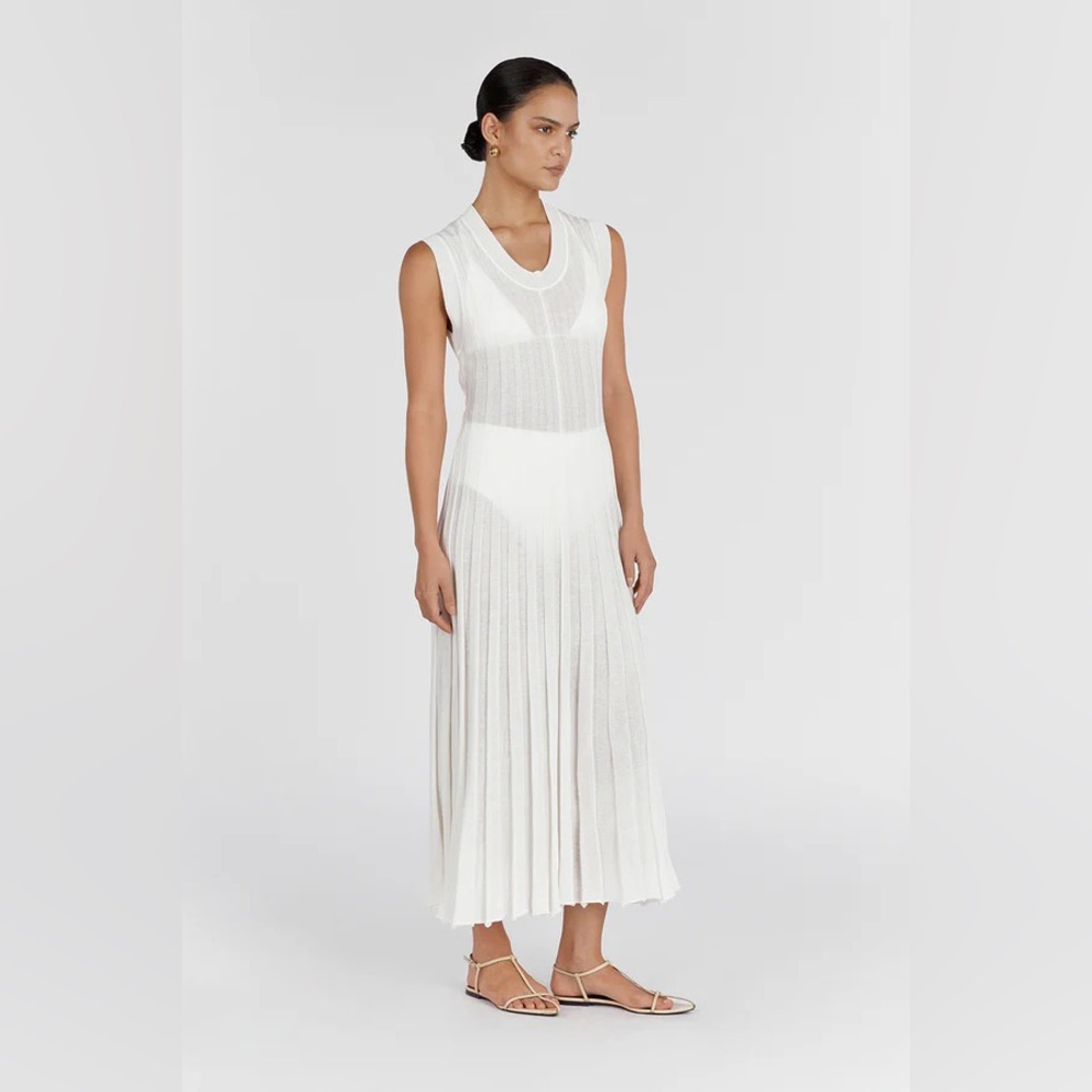 DISSH Cream Ribbed Tie Front Maxi Dress Size Small